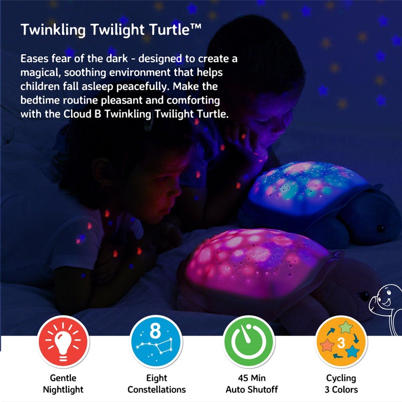 Cloud b Star Projector Nightlight with White Noise Soothing Sounds | Adjustable Settings and Auto-Shutoff | Twinkling Twilight Turtle - Pink - Image 2